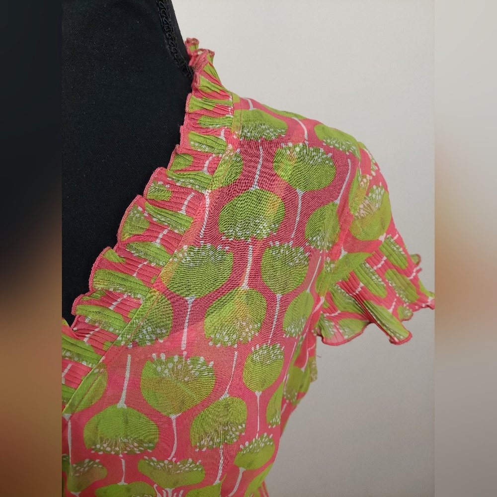Lily PULITZER Floral Wrap Dress in Pink and Green SIZE 10 - Picture 3 of 6